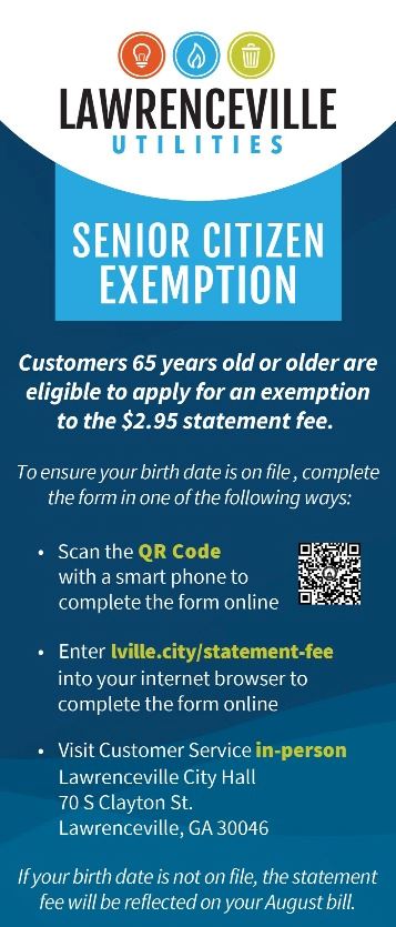 Senior citizen exemption Statement Fee notice utility insert